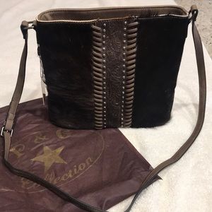 NWT P&G Collection PU Leather/Hide on Hair Crossbody Bag